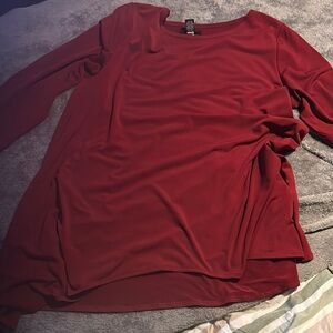 Alfani Red Long Sleeve Relaxed Blouse